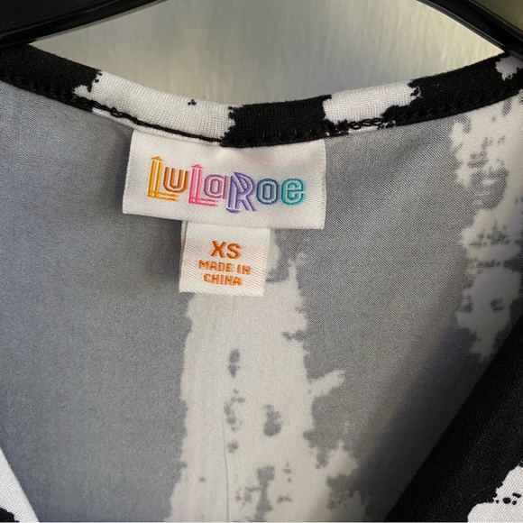 LulaRoe CHANTALE Black & White Cross Front Dress Size EXTRA SMALL NWT - Picture 6 of 7